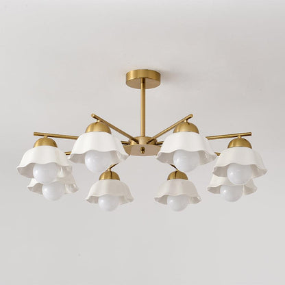 Elegant Flower Shade Chandelier with Adjustable Height and Soft Lighti