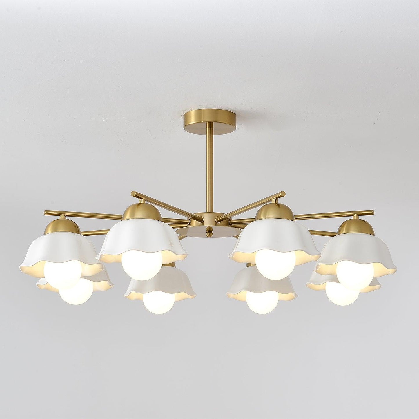 Elegant Flower Shade Chandelier with Adjustable Height and Soft Lighti
