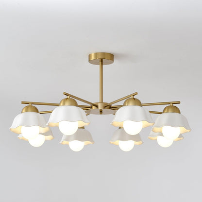 Elegant Flower Shade Chandelier with Adjustable Height and Soft Lighti