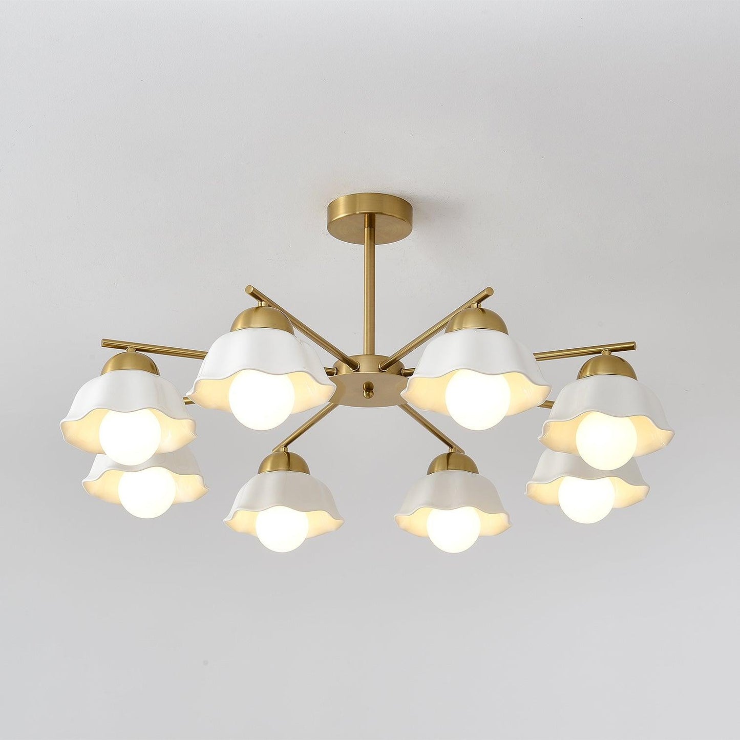 Elegant Flower Shade Chandelier with Adjustable Height and Soft Lighti