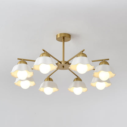 Elegant Flower Shade Chandelier with Adjustable Height and Soft Lighti