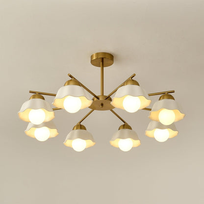 Elegant Flower Shade Chandelier with Adjustable Height and Soft Lighti