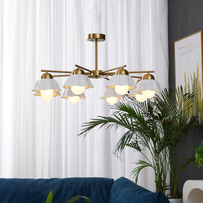Elegant Flower Shade Chandelier with Adjustable Height and Soft Lighti