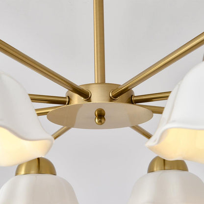 Elegant Flower Shade Chandelier with Adjustable Height and Soft Lighti
