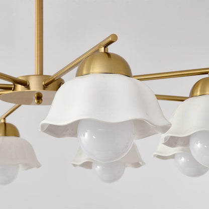 Elegant Flower Shade Chandelier with Adjustable Height and Soft Lighti
