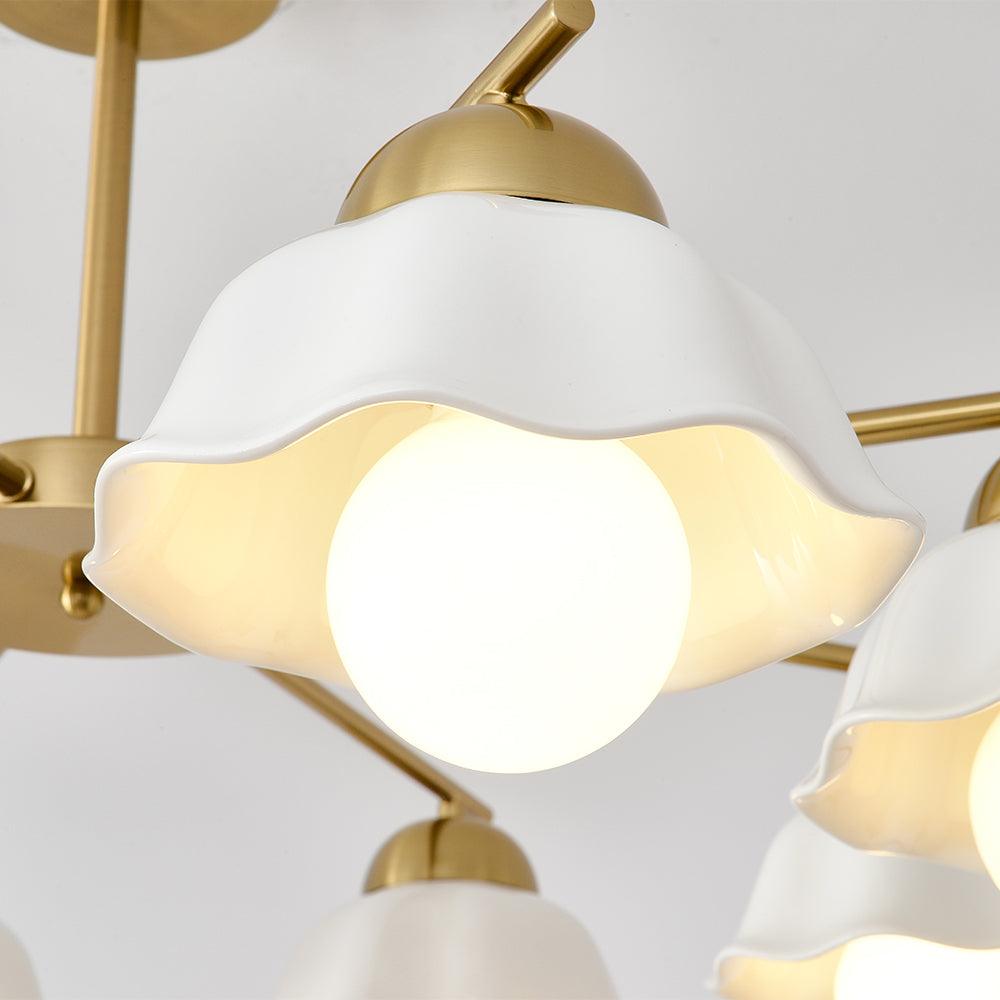 Elegant Flower Shade Chandelier with Adjustable Height and Soft Lighti