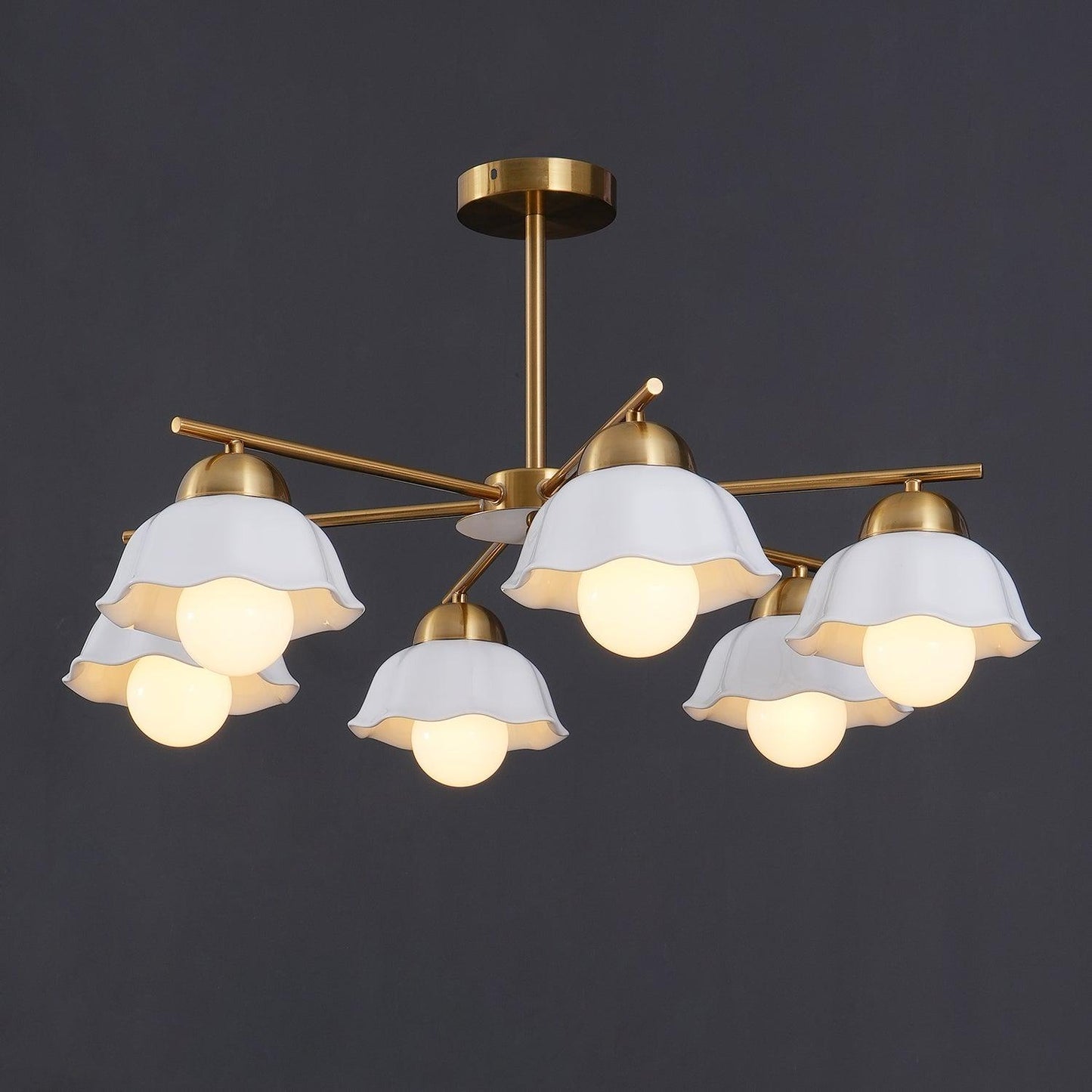 Elegant Flower Shade Chandelier with Adjustable Height and Soft Lighti