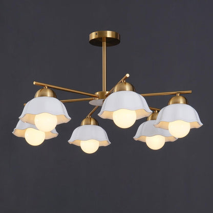 Elegant Flower Shade Chandelier with Adjustable Height and Soft Lighti