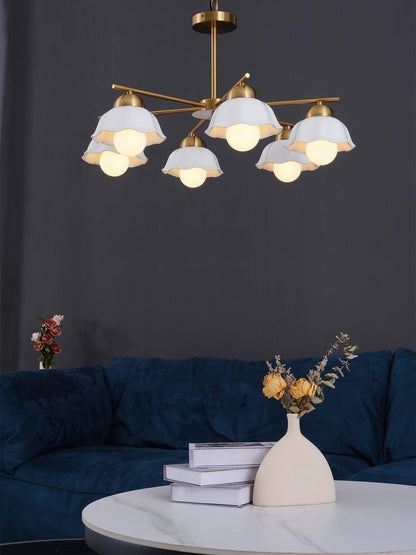 Elegant Flower Shade Chandelier with Adjustable Height and Soft Lighti
