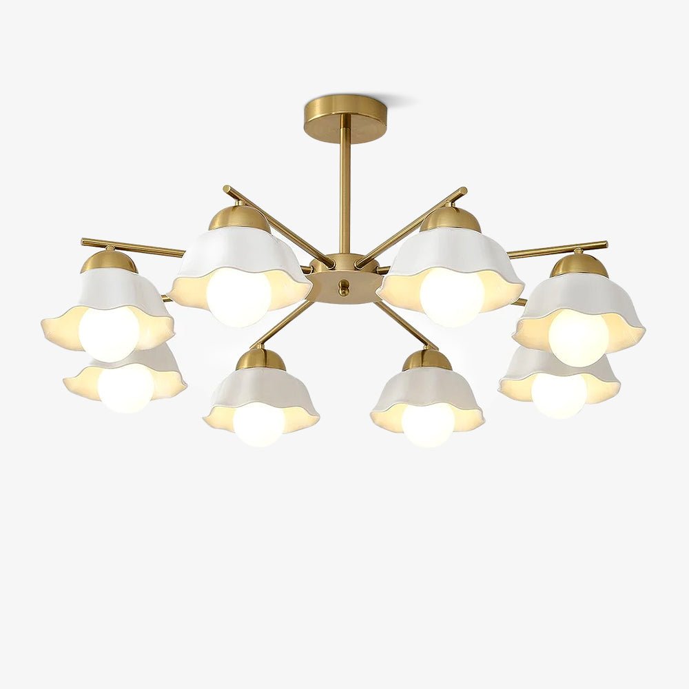 Elegant Flower Shade Chandelier with Adjustable Height and Soft Lighti