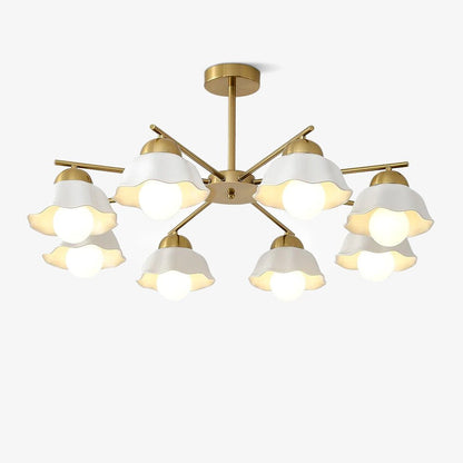 Elegant Flower Shade Chandelier with Adjustable Height and Soft Lighti
