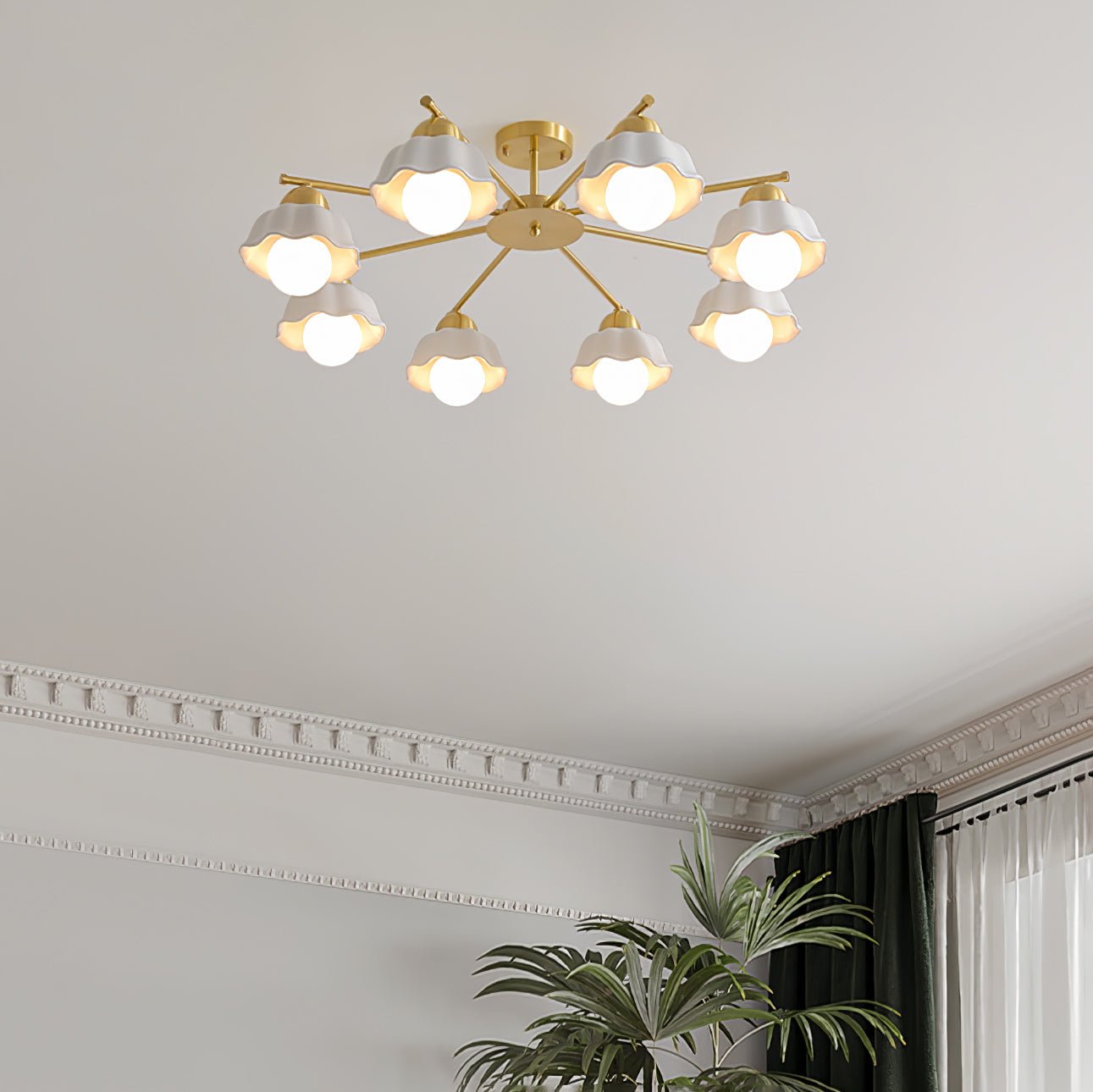 Elegant Flower Shade Chandelier with Adjustable Height and Soft Lighti