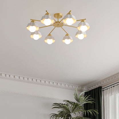 Elegant Flower Shade Chandelier with Adjustable Height and Soft Lighti