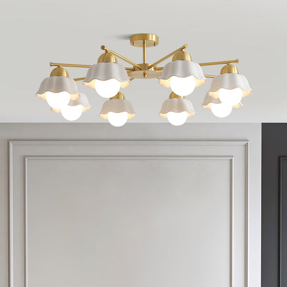 Elegant Flower Shade Chandelier with Adjustable Height and Soft Lighti
