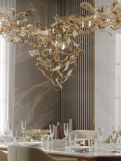 Elegant Fluttering Leaves Chandelier with Adjustable Brightness & Ener