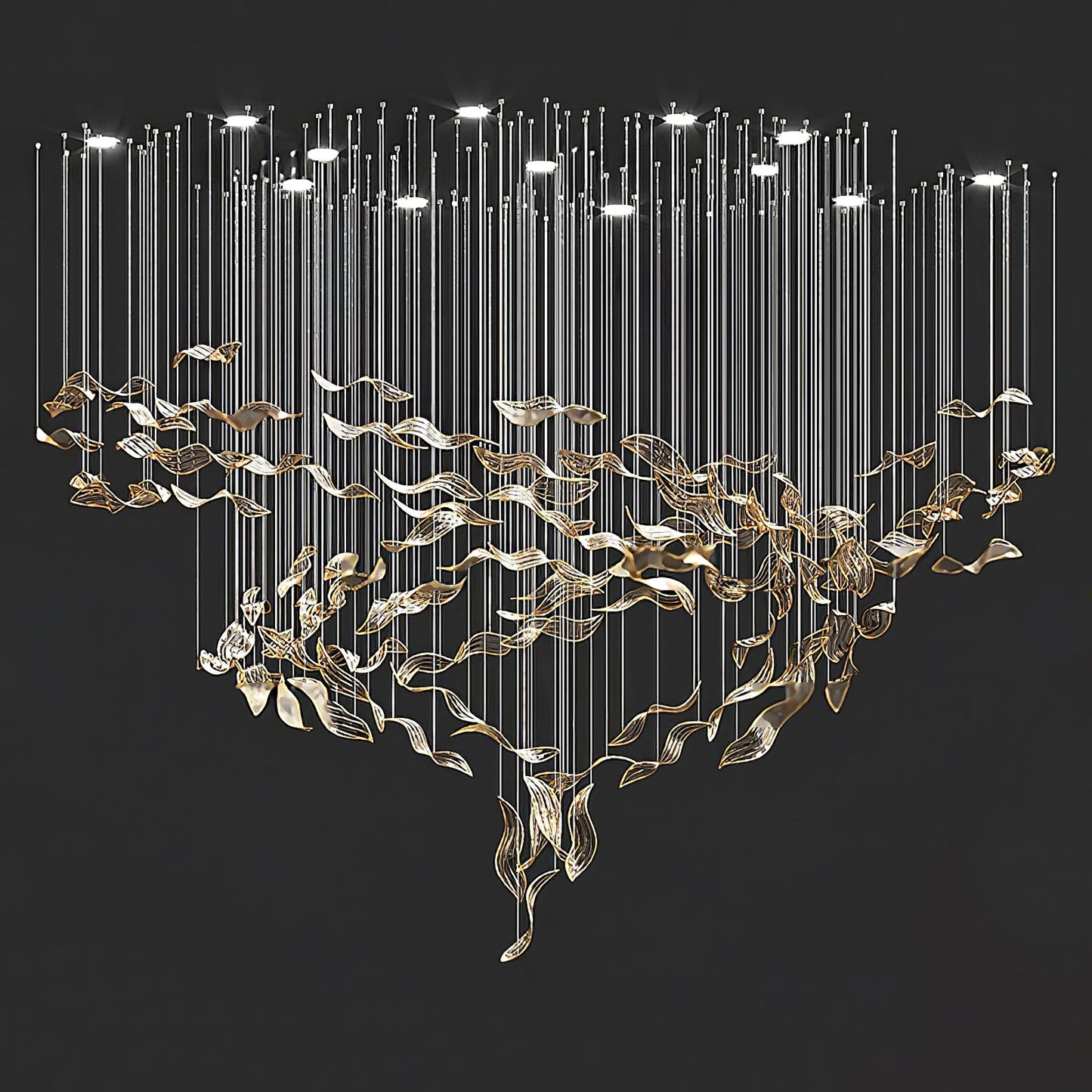 Elegant Fluttering Leaves Chandelier with Adjustable Brightness & Ener