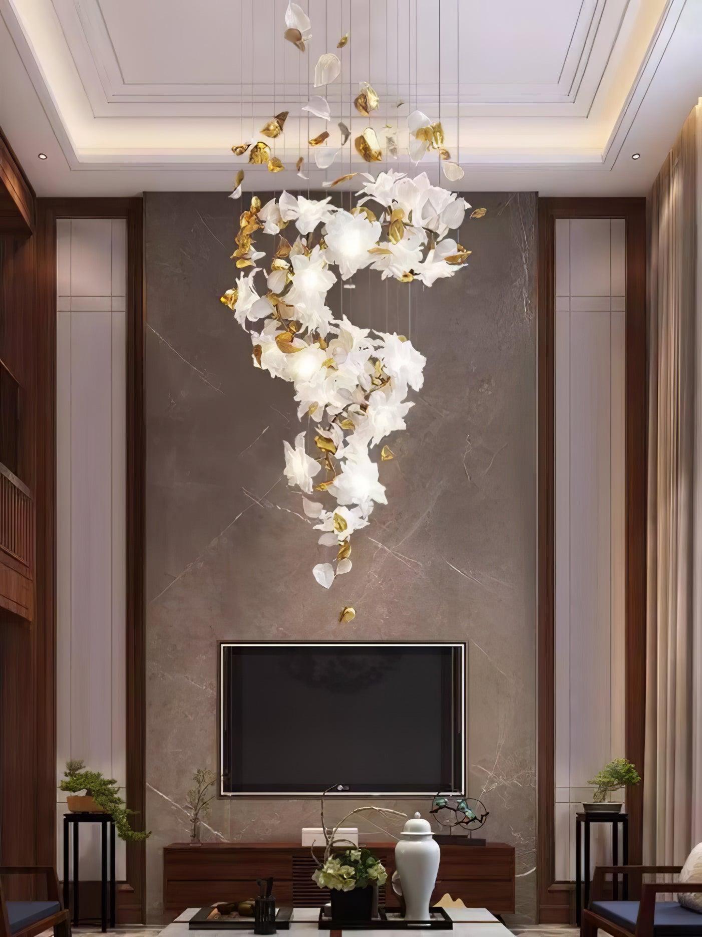 Fluttering Chandelier with LED Lights & Adjustable Height
