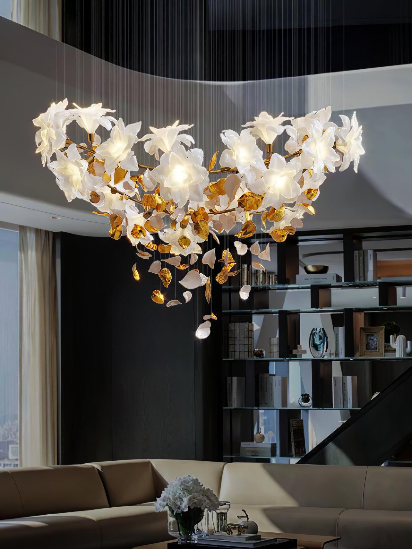 Fluttering Chandelier with LED Lights & Adjustable Height