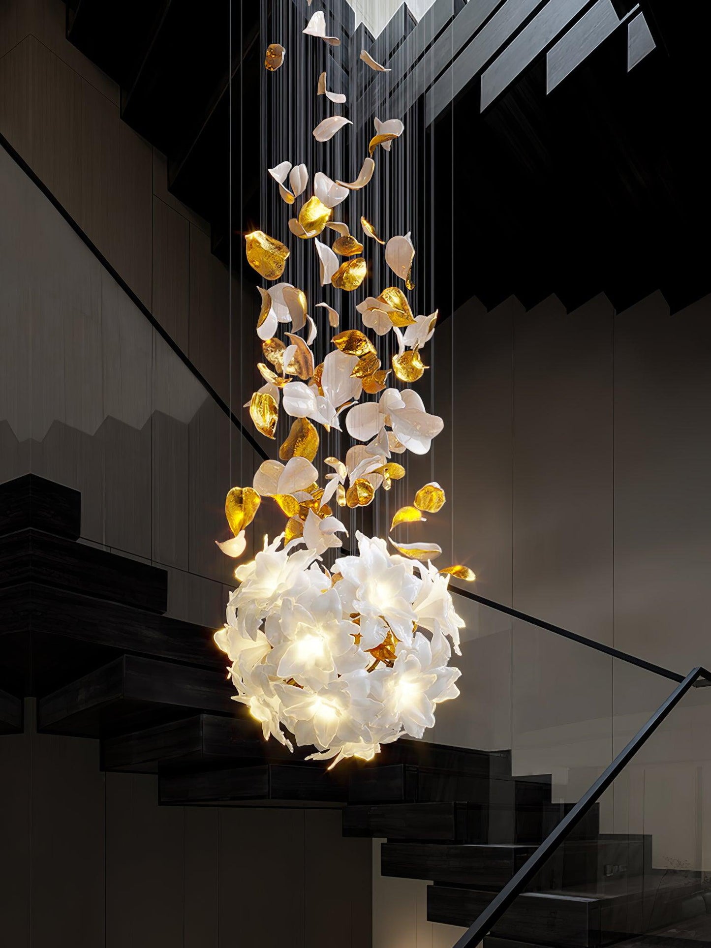 Fluttering Chandelier with LED Lights & Adjustable Height
