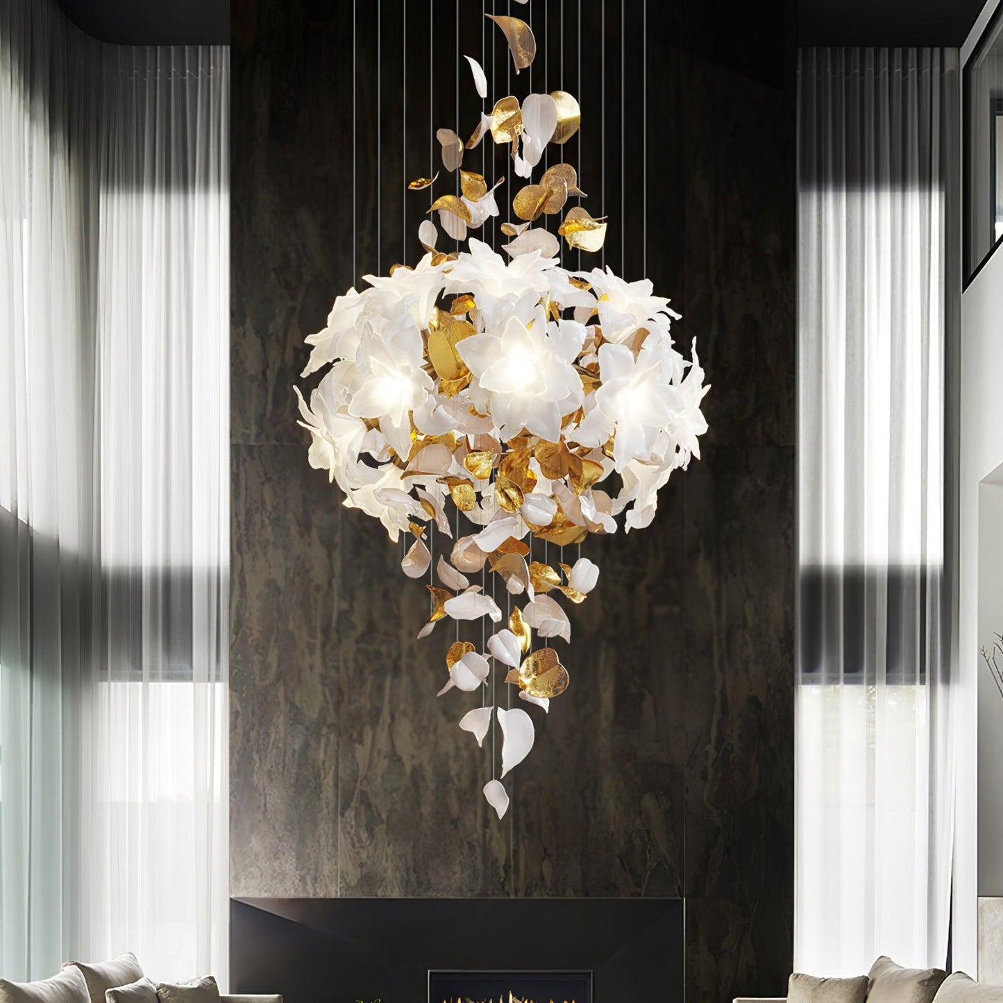 Fluttering Chandelier with LED Lights & Adjustable Height