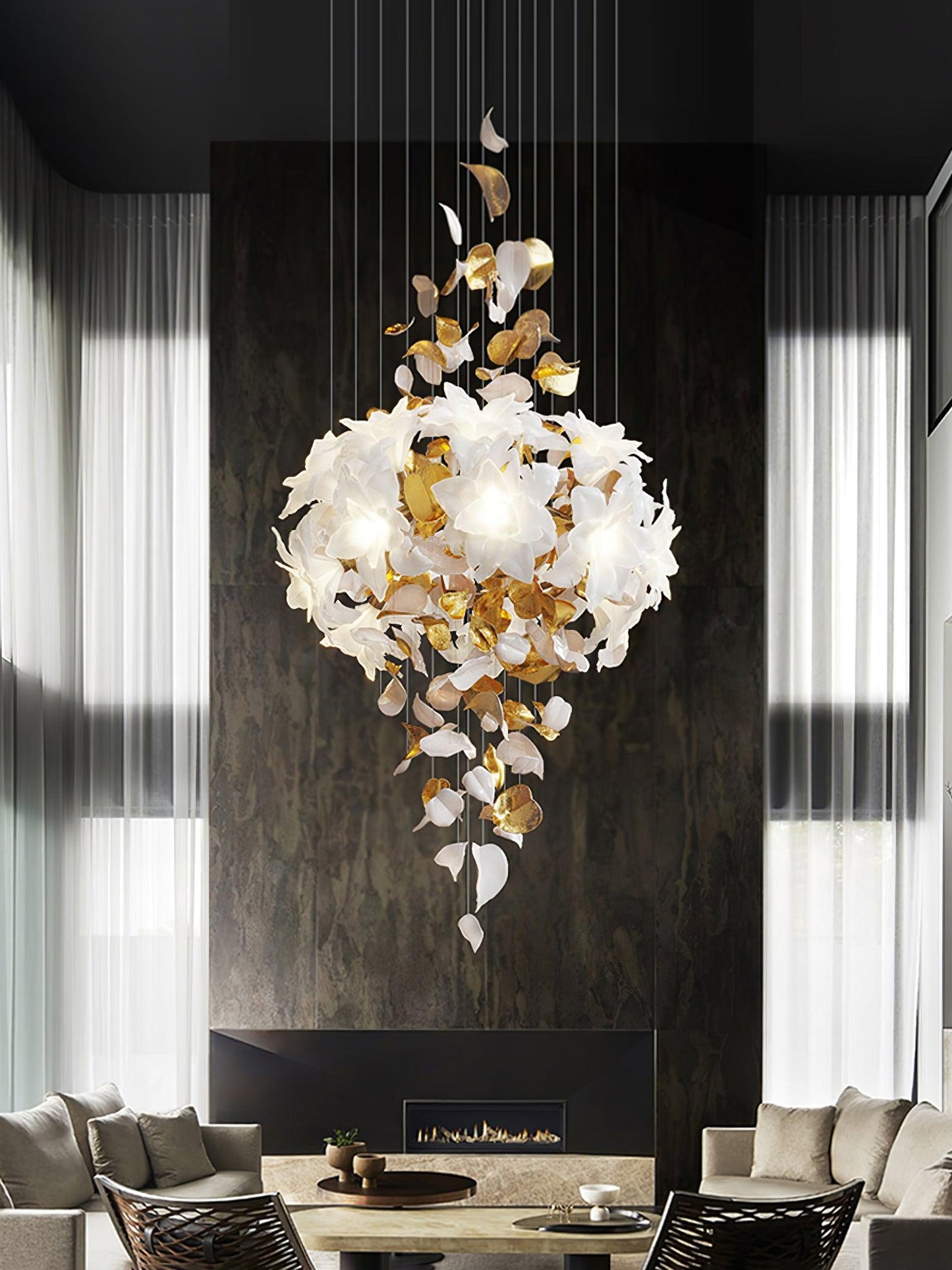 Fluttering Chandelier with LED Lights & Adjustable Height