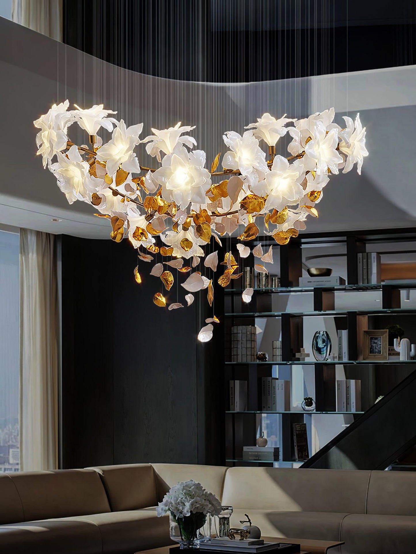 Fluttering Chandelier with LED Lights & Adjustable Height