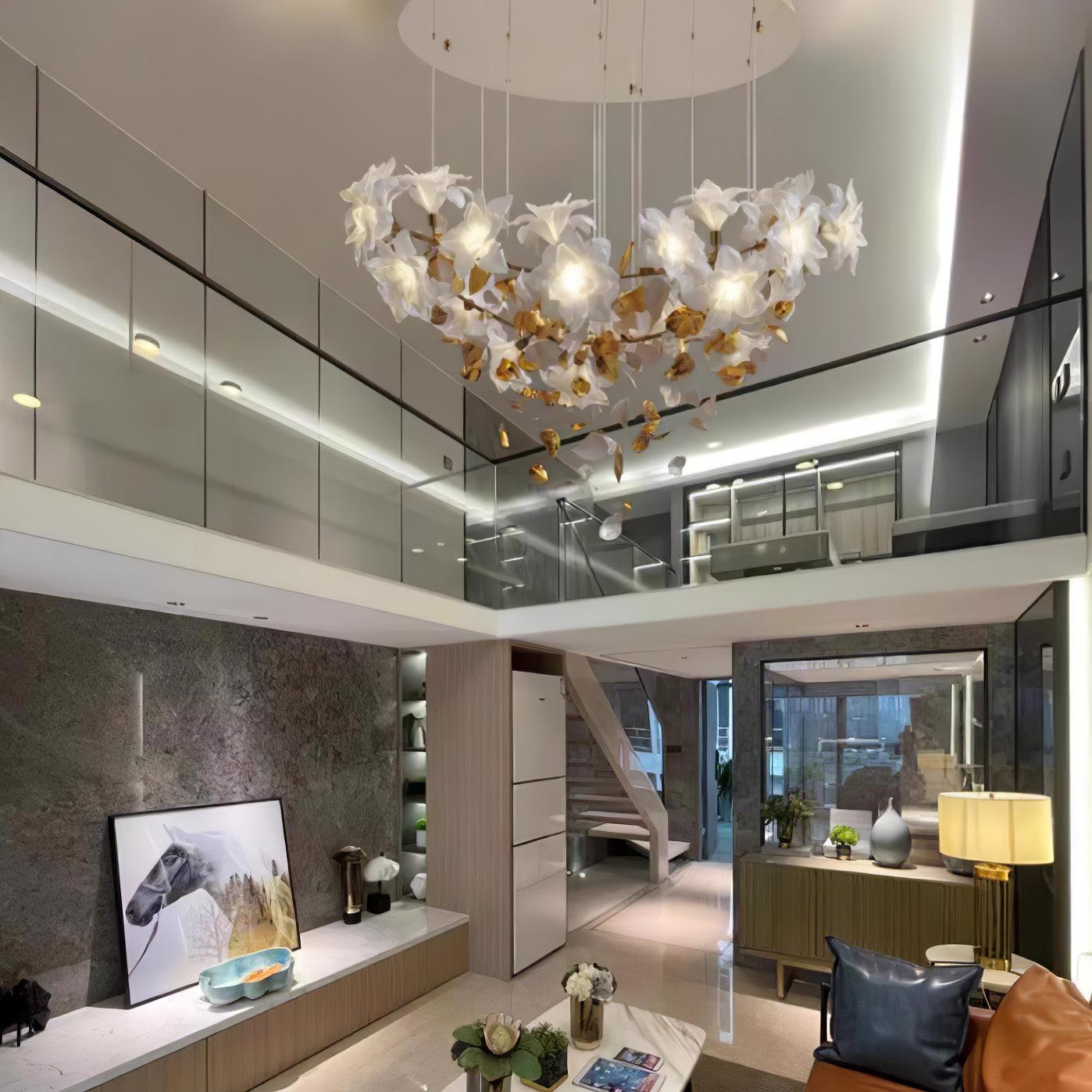 Fluttering Chandelier with LED Lights & Adjustable Height