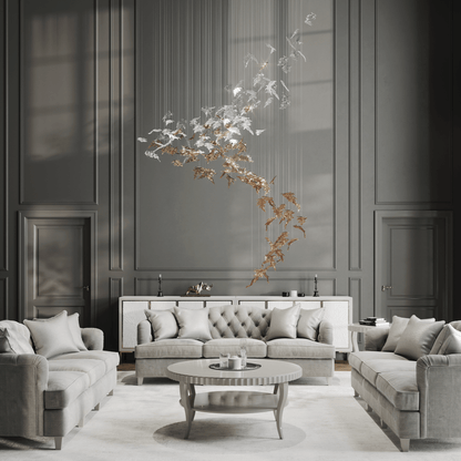 Elegant Flying Leaves Chandelier with Adjustable Brightness & Modern D