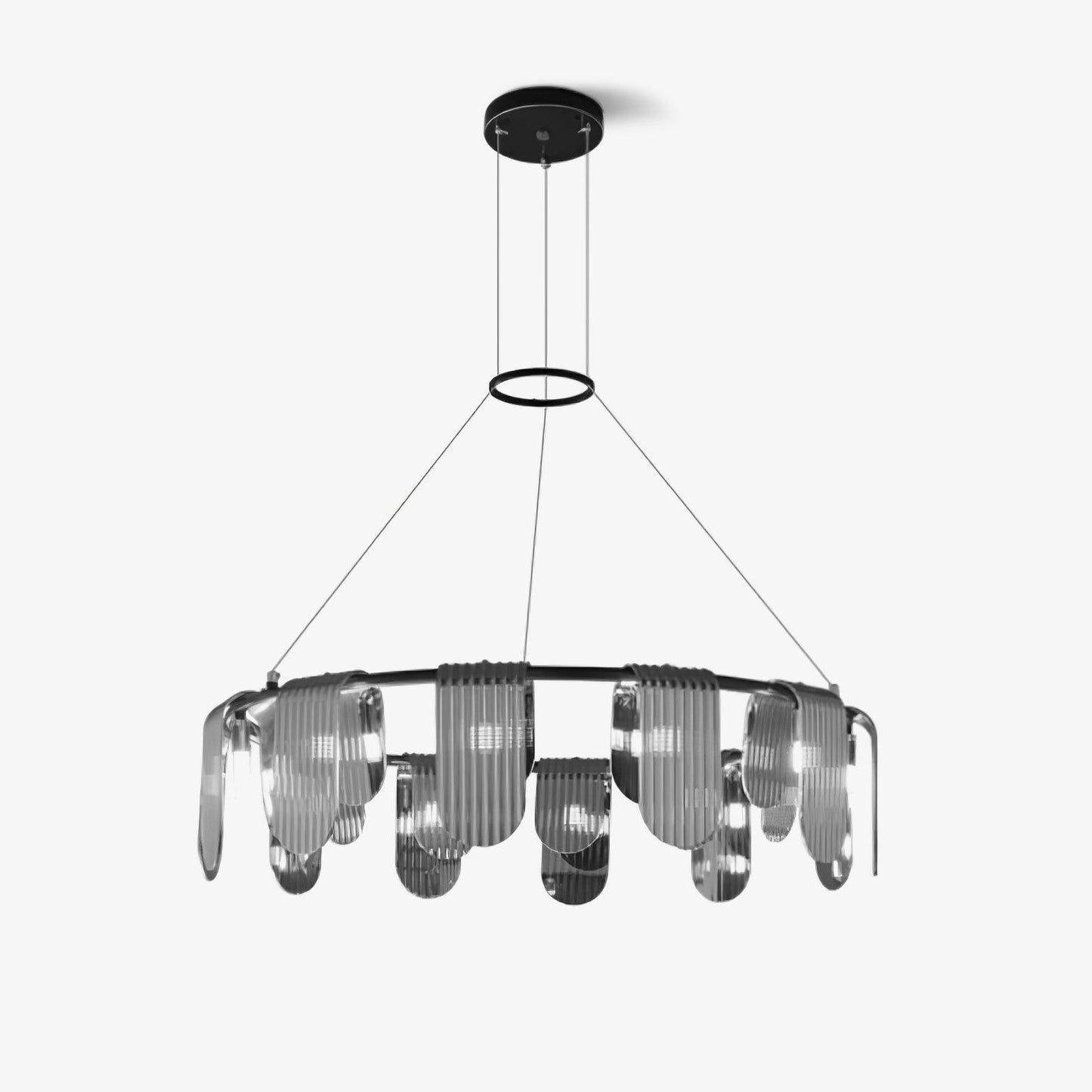 Folioles Brass Chandelier - Elegant Design with Adjustable Height & LE