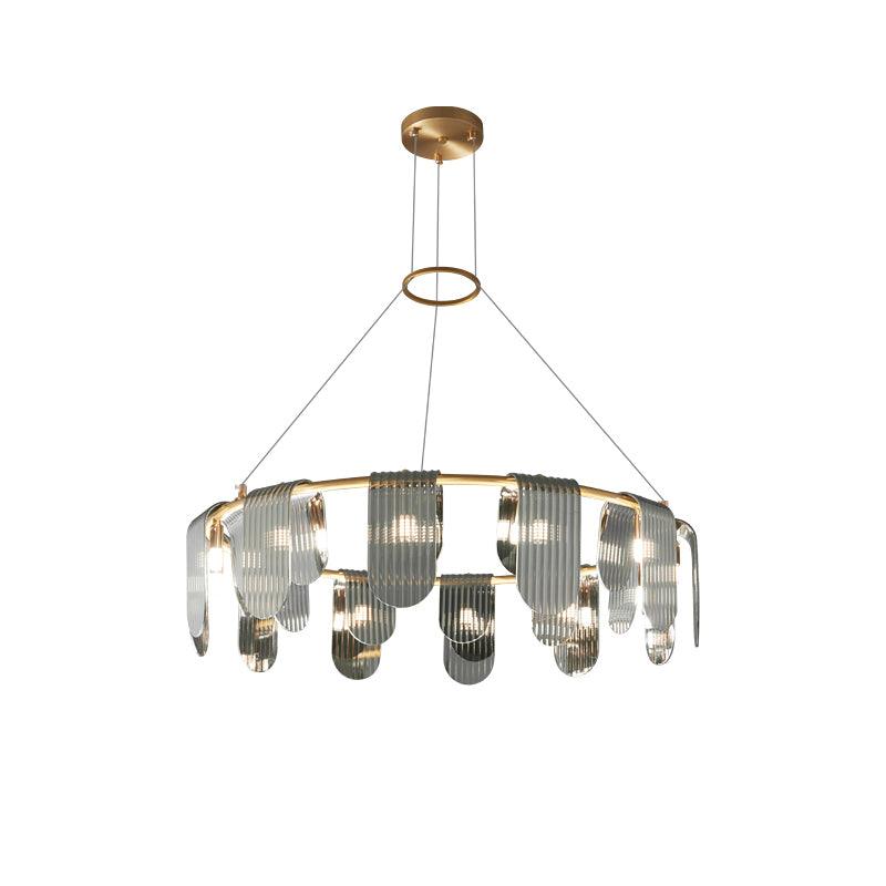 Folioles Brass Chandelier - Elegant Design with Adjustable Height & LE