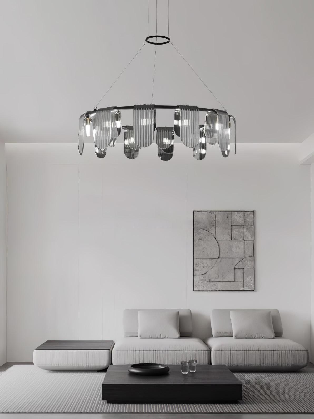 Folioles Brass Chandelier - Elegant Design with Adjustable Height & LE