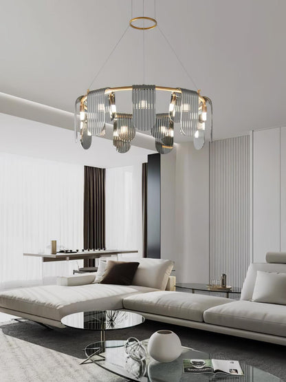 Folioles Brass Chandelier - Elegant Design with Adjustable Height & LE