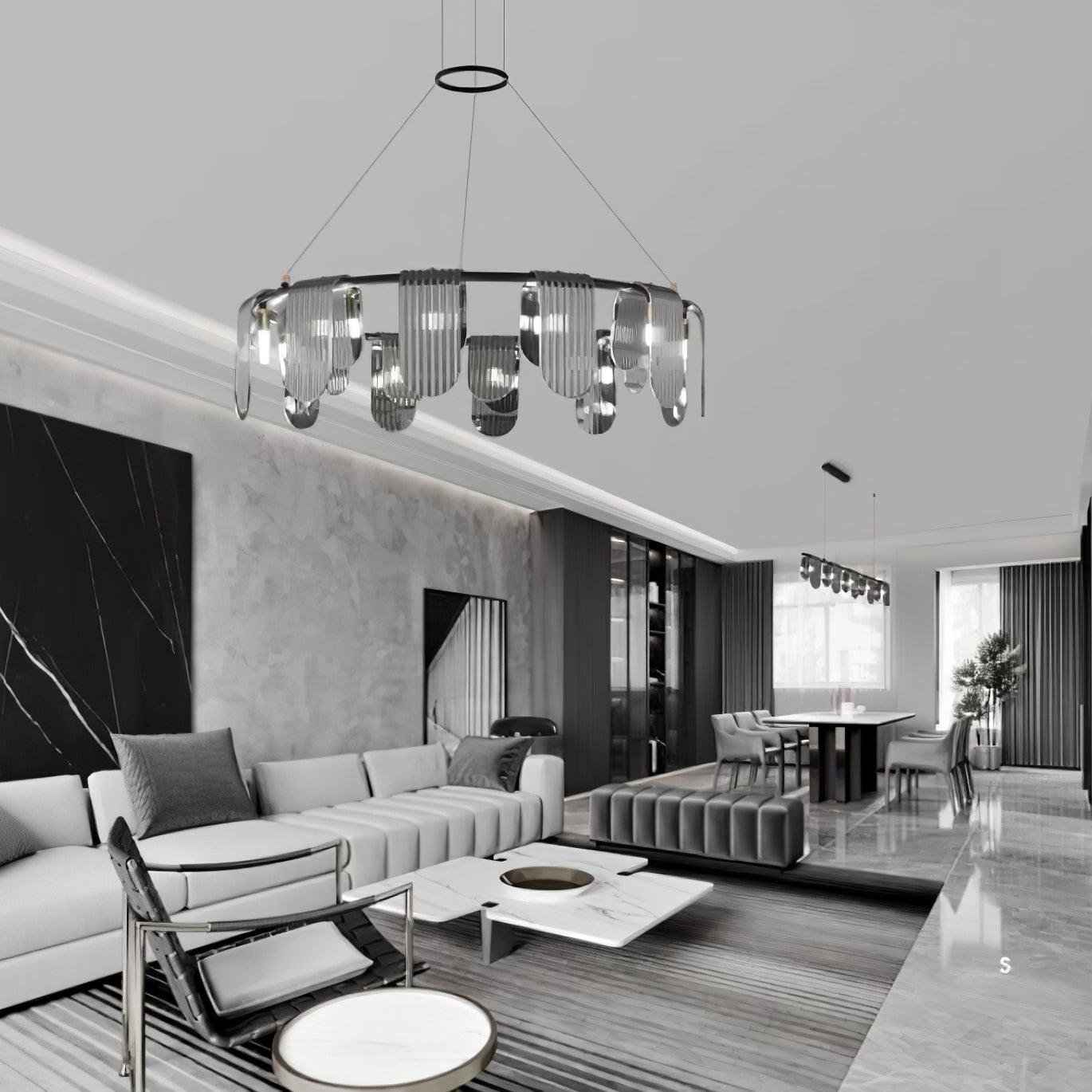 Folioles Brass Chandelier - Elegant Design with Adjustable Height & LE