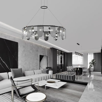 Folioles Brass Chandelier - Elegant Design with Adjustable Height & LE