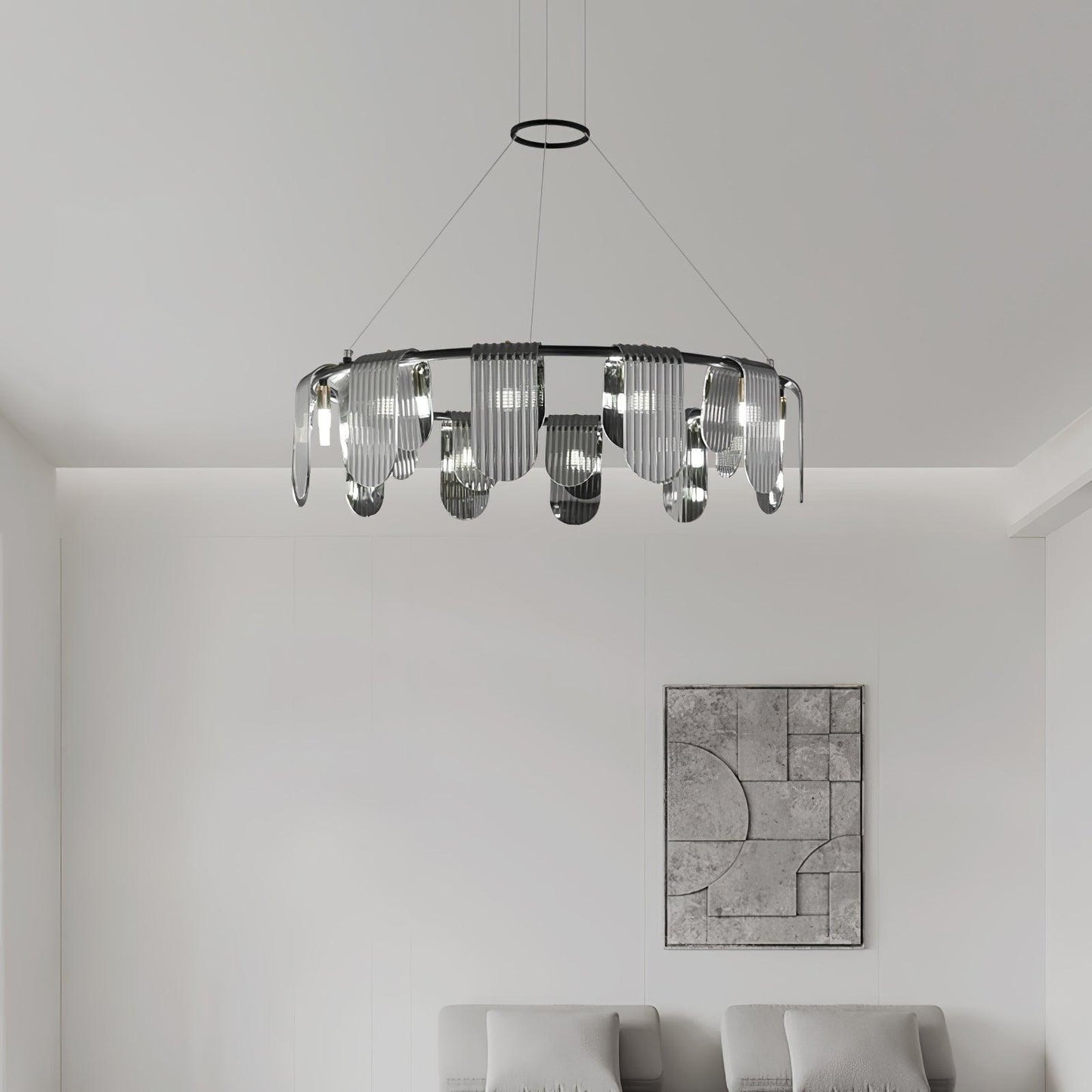 Folioles Brass Chandelier - Elegant Design with Adjustable Height & LE