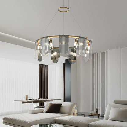 Folioles Brass Chandelier - Elegant Design with Adjustable Height & LE