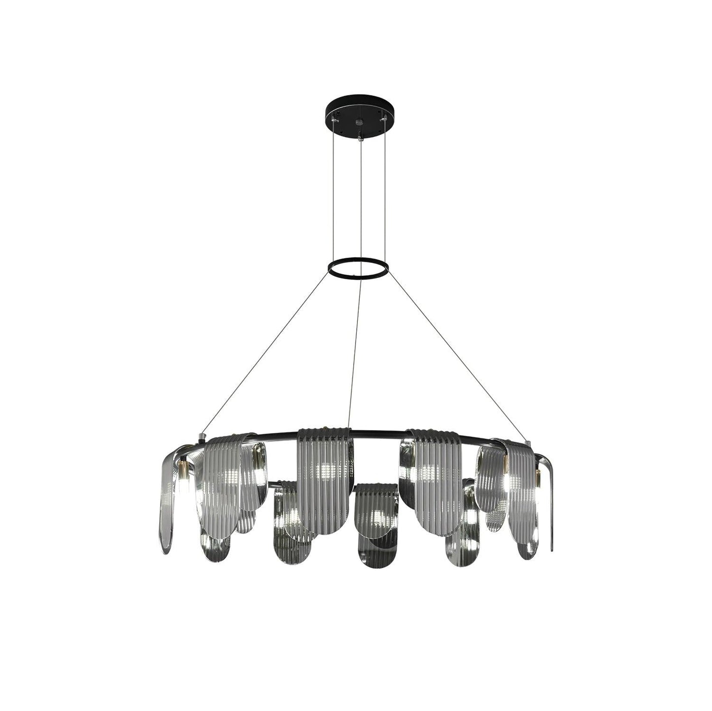 Folioles Brass Chandelier - Elegant Design with Adjustable Height & LE