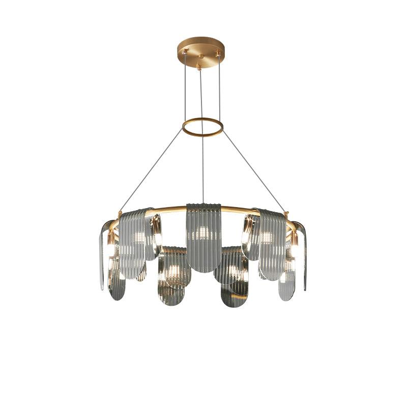 Folioles Brass Chandelier - Elegant Design with Adjustable Height & LE