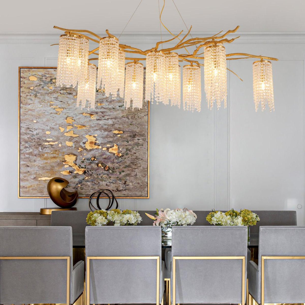 Elegant Modern Art Glass Crystal Chandelier with Adjustable Lighting