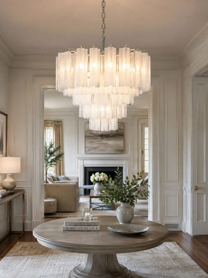 Frosted Glass Cascade Chandelier - Elegant Design & Adjustable Height
