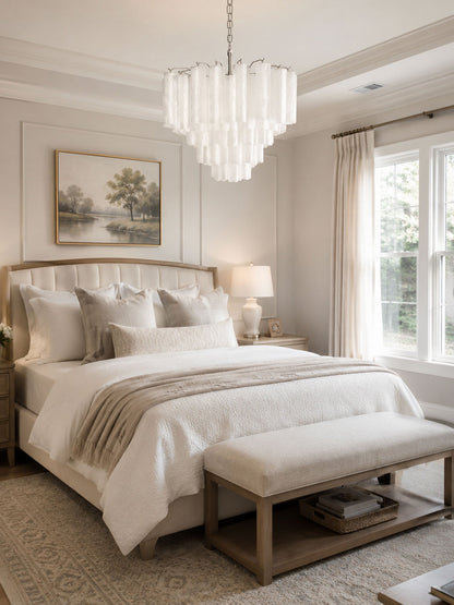 Frosted Glass Cascade Chandelier - Elegant Design & Adjustable Height