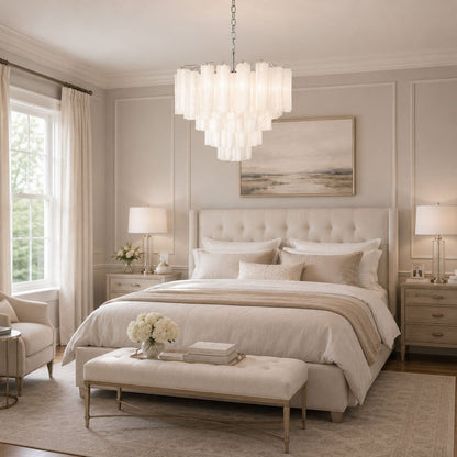 Frosted Glass Cascade Chandelier - Elegant Design & Adjustable Height