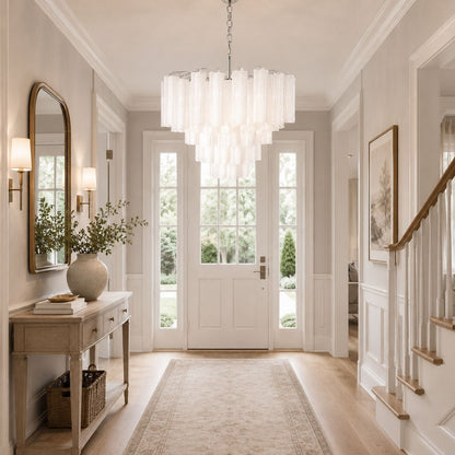 Frosted Glass Cascade Chandelier - Elegant Design & Adjustable Height