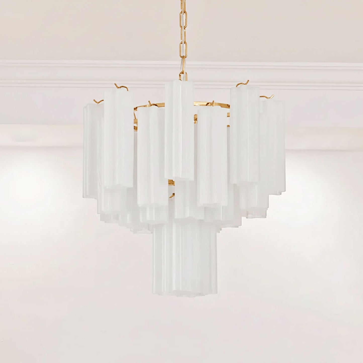 Frosted Glass Tubes Chandelier - Modern Design with Adjustable Height