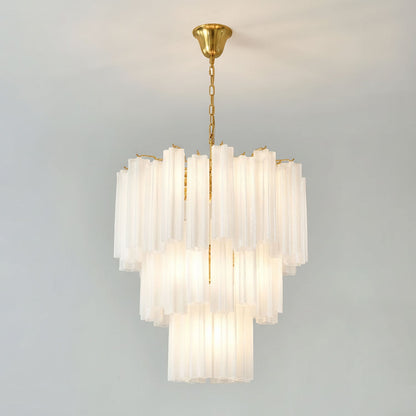 Frosted Glass Tubes Chandelier - Modern Design with Adjustable Height