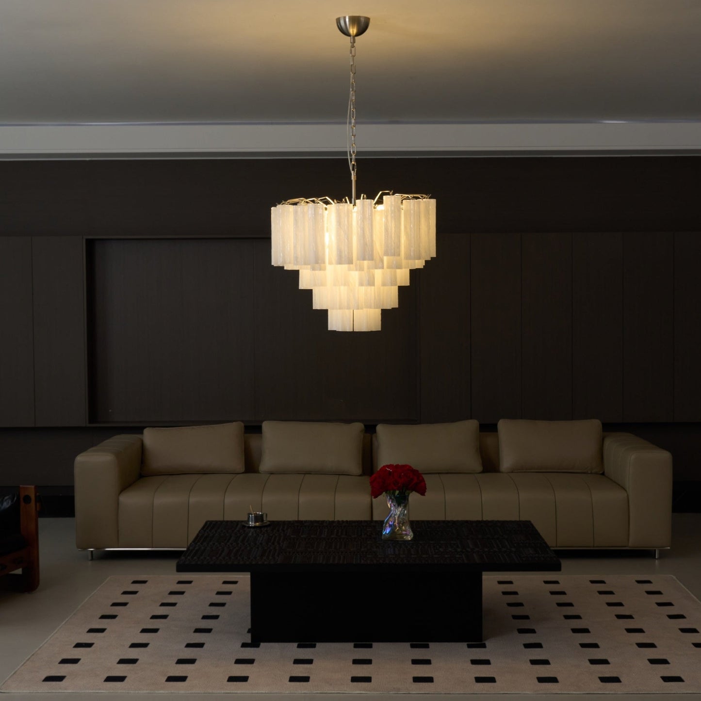 Frosted Glass Cascade Chandelier - Elegant Design & Adjustable Height