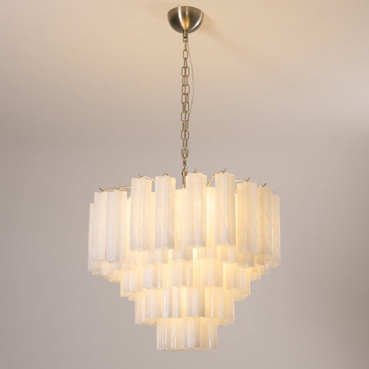 Frosted Glass Cascade Chandelier - Elegant Design & Adjustable Height