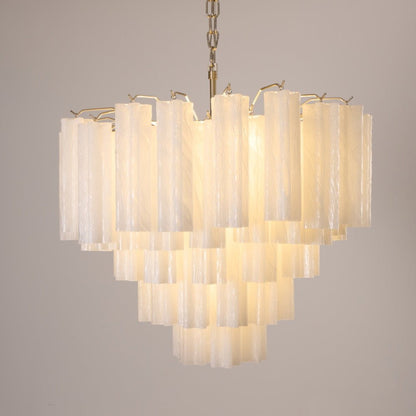 Frosted Glass Cascade Chandelier - Elegant Design & Adjustable Height