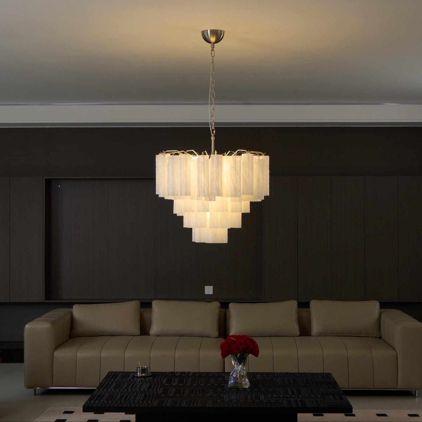 Frosted Glass Cascade Chandelier - Elegant Design & Adjustable Height