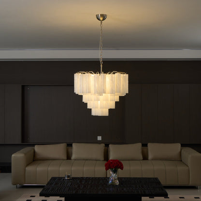 Frosted Glass Cascade Chandelier - Elegant Design & Adjustable Height
